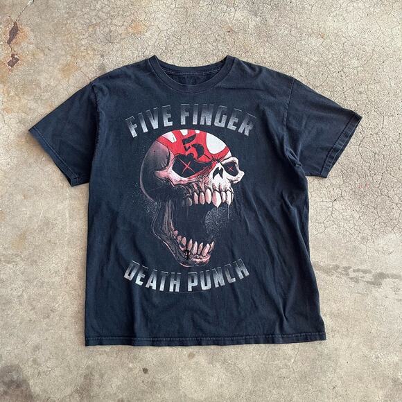 Five Finger Death Punch FFDP 5FDP Skull Black T-Shirt Heavy Metal Band Tee 2012 - Picture 1 of 9